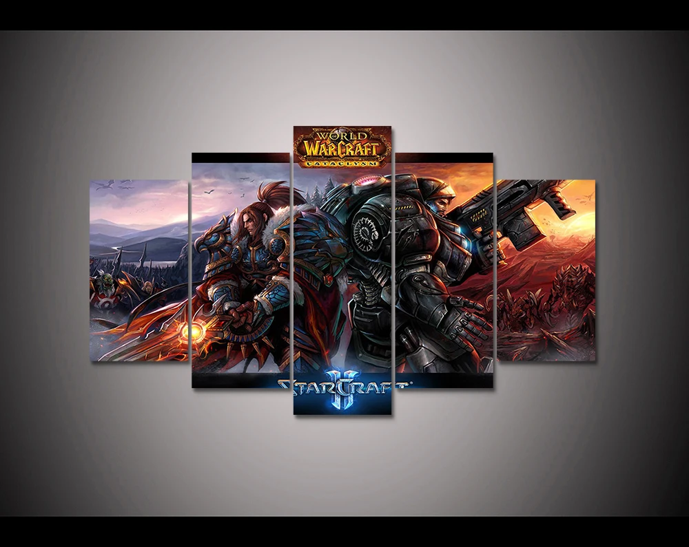 Video Game poster 5 panel HD printed canvas painting World ...