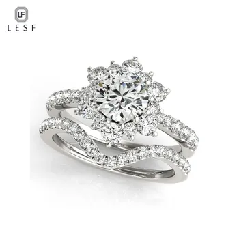 

LESF 925 Sterling Silver Inlaid Zircon Fashion New Wedding Ring Engagement Ring Wedding Anniversary Gift Exquisite Ring Sets