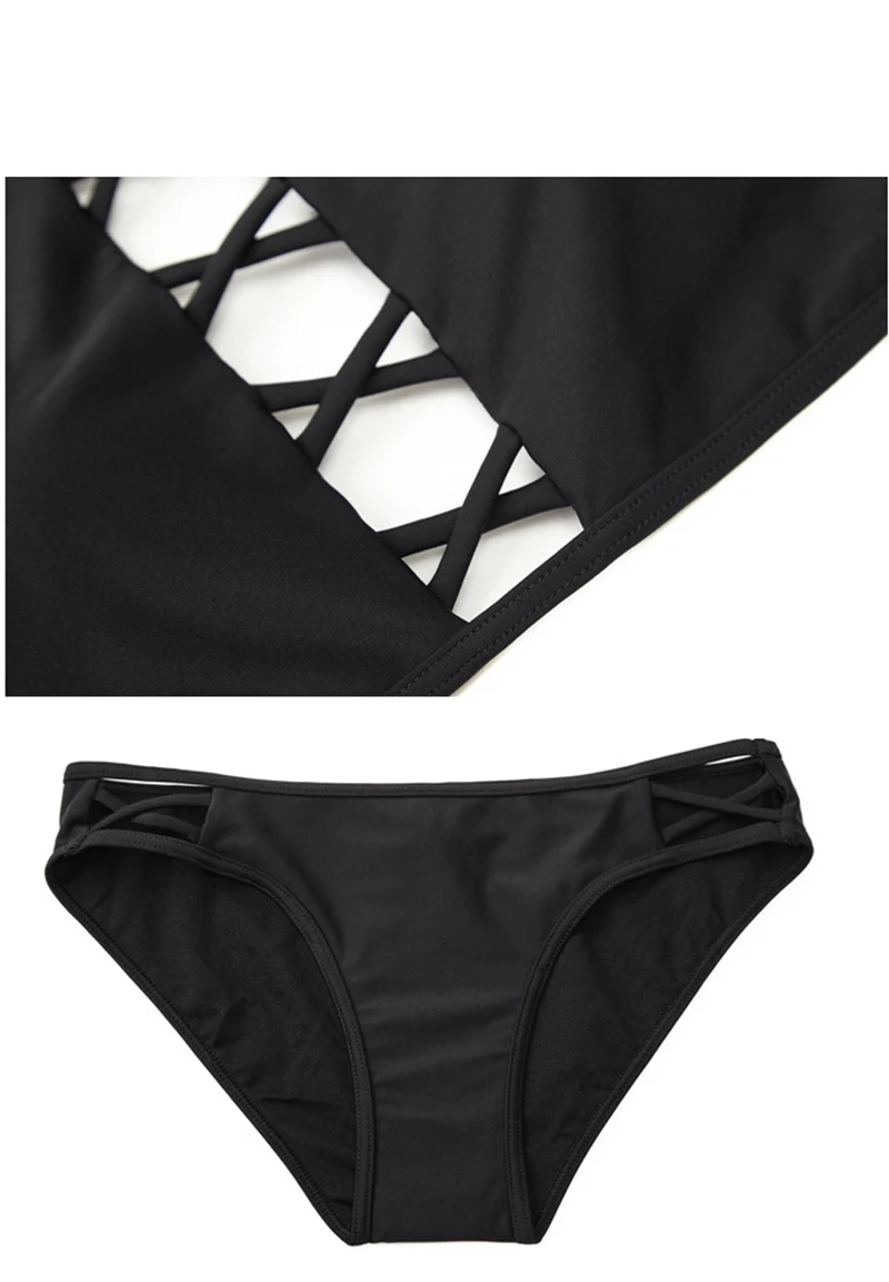 Two Piece Swimsuit Women Bikinis Top Low Waist Triangle Bottom Shorts Swim Suits Mesh Print Hollow Out Swimwear Competition (6)