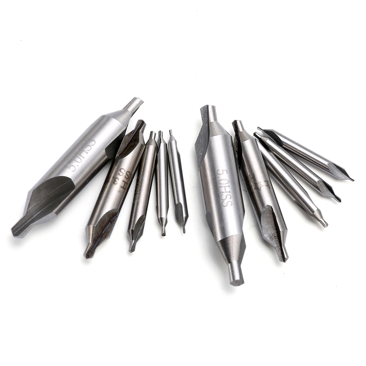 10pcs  60 Degree Combined Countersink Center Drills Bits 1/1.5/2/3.15/5mm High Speed Steel For Power Tools