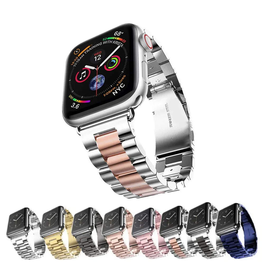 For Apple Watch Band 42/44mm Black Gold Stainless Steel Bracelet Buckle Strap Adapter for Apple Watch 4 3 iWatch Band 38 40mm For Apple Watch Band 42/44mm Black Gold Stainless Steel Bracelet Buckle Strap Adapter for Apple Watch 4 3 iWatch Band 38 40mm