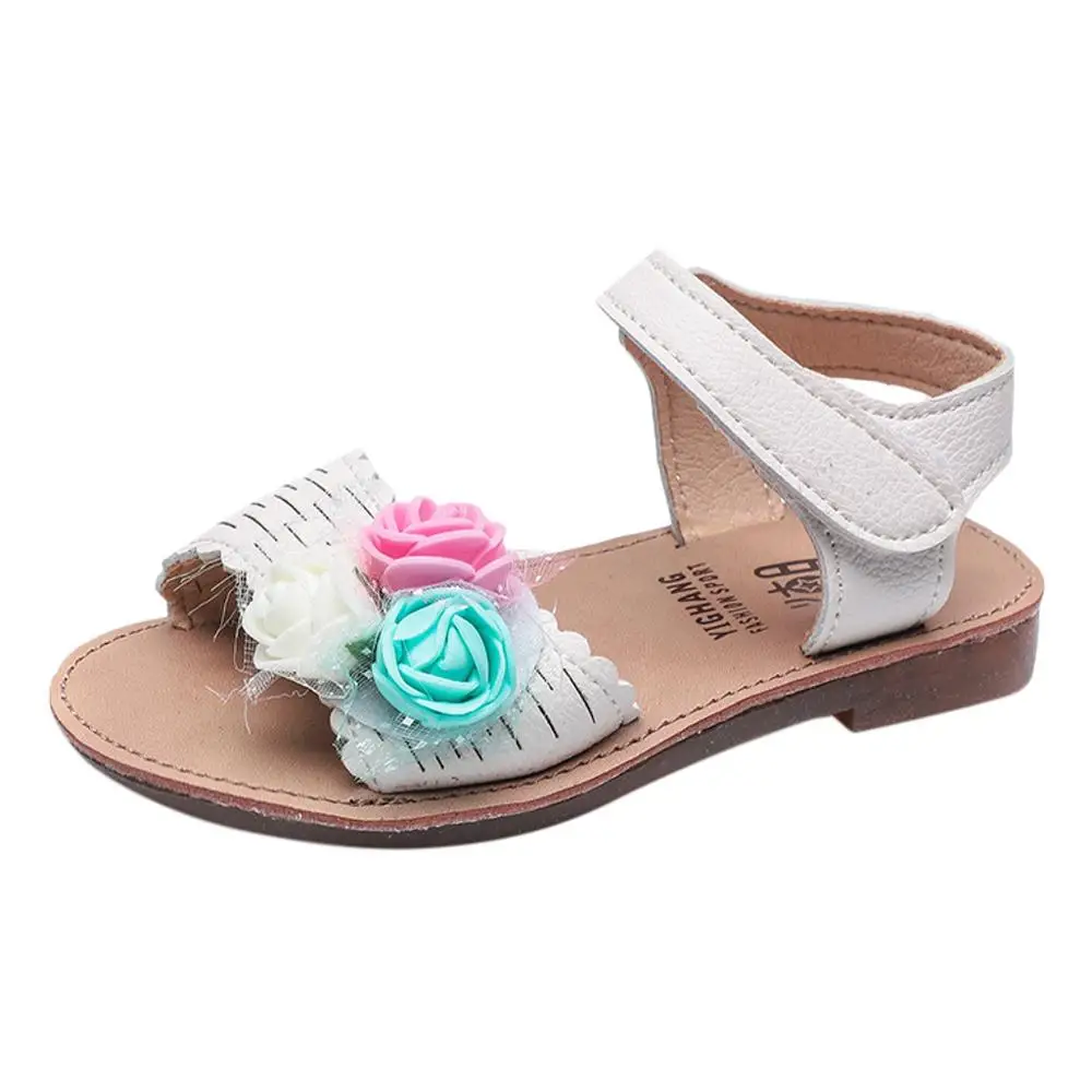 US Sise/летние модные сандалии с цветочным узором для детей; для новорожденных; для маленьких детей; для девочек и мальчиков; повседневная обувь с цветком на крючках; сандалии - Цвет: White
