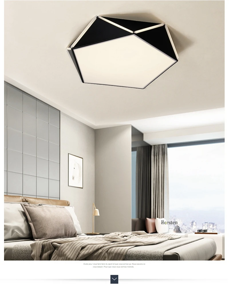 Horsten Geometric Design Ceiling Lights Lamps With Remote Control Indoor Lighting For Bedroom Living Room 6-20 Square Meters (7)
