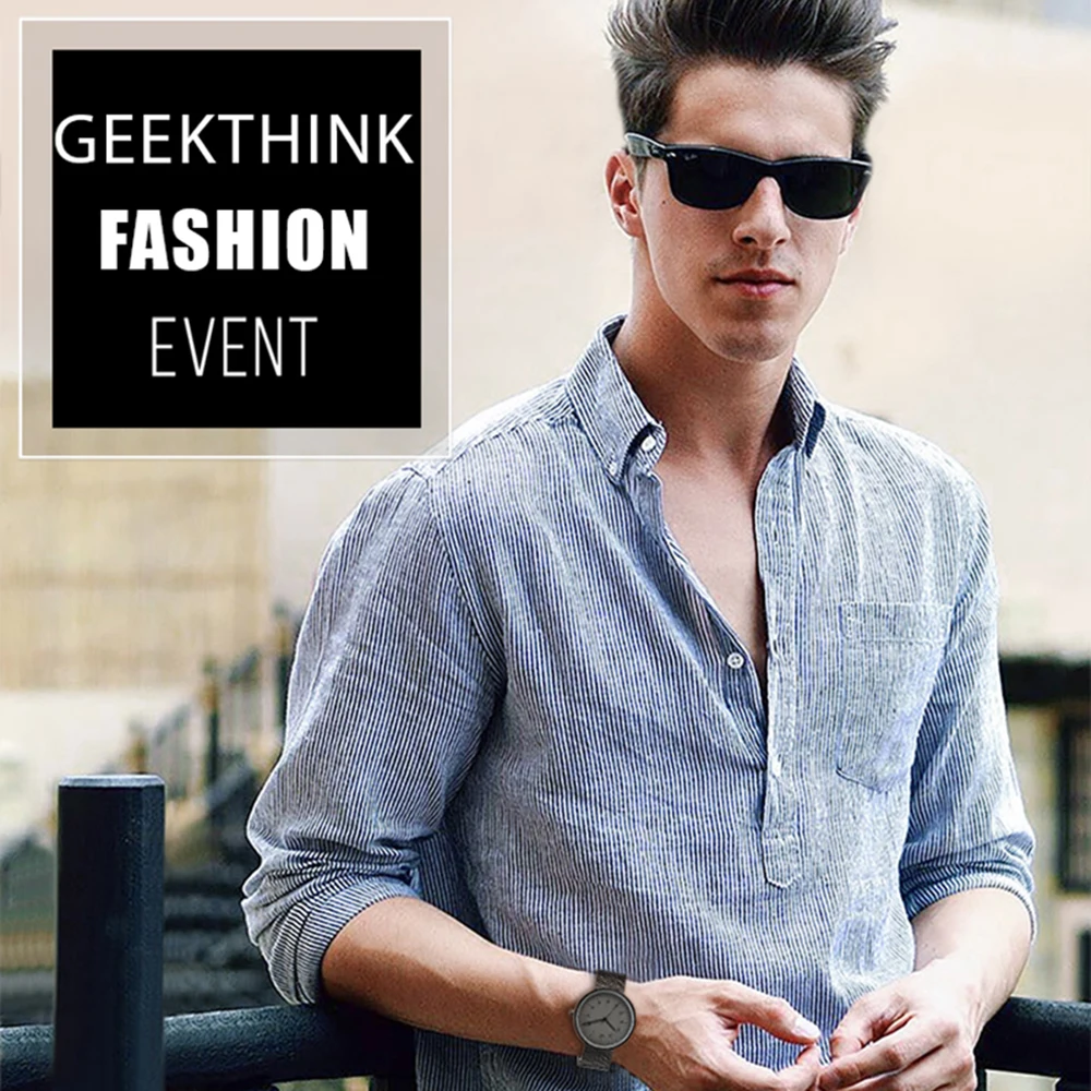 Geekthink 2018 кварцевые часы Для мужчин простой Повседневное черный