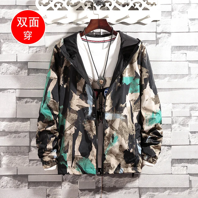 

Jacket Coats Plus Size S-5XL Causal Hooded Camouflage Jacket Thin Windbreaker Outwear Spring Autumn Bomber double-faced Jackets