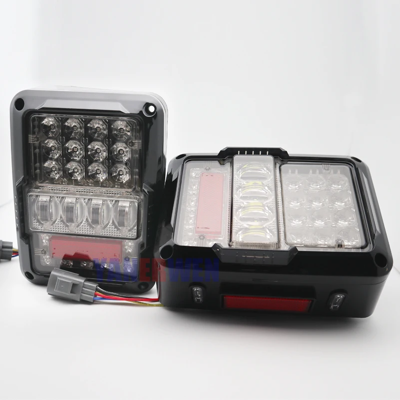 

car light Pair US/EU LED Brake Tail Lights Rear Signal Reverse Lamps Turn Parking Signal Lamp Assembly for Jeep Wrangler.
