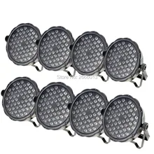 8pcs/lot 54x3W LED Par Light RGBW Flat DMX512 Control Disco Lights Professional DJ Equipment Dyeing Lamp Wash Wall