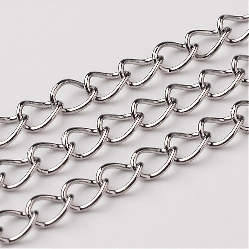 304 Stainless Steel Twist Chains, Unwelded, Stainless Steel Color