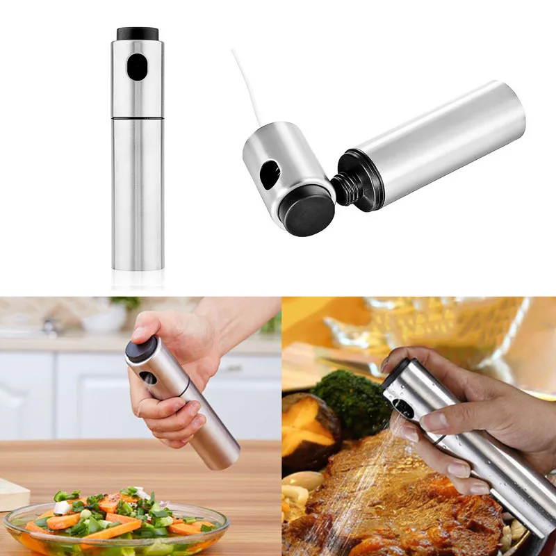 

1Pcs Stainless Steel Spray Pump Fine Mist Olive Pump Spray Bottle Oil Sprayer Pot Cooking Tool BBQ Oil Holder Bottle