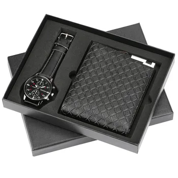 

Top Brand Luxury Mens Watch Quartz Wristwatches Wallet Gift Set for Boyfriend Business Fashion Men's Watches Best Birthday Gift