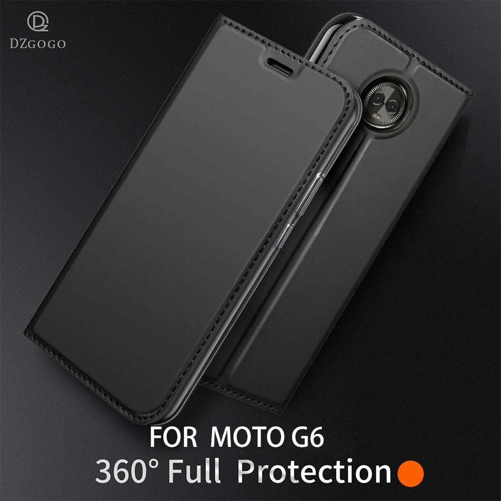 

DZGOGO For Motorola G6 Case leather Adsorption Case For Motorola G6 Cover Full protective Stand Busines Phone Cover Case