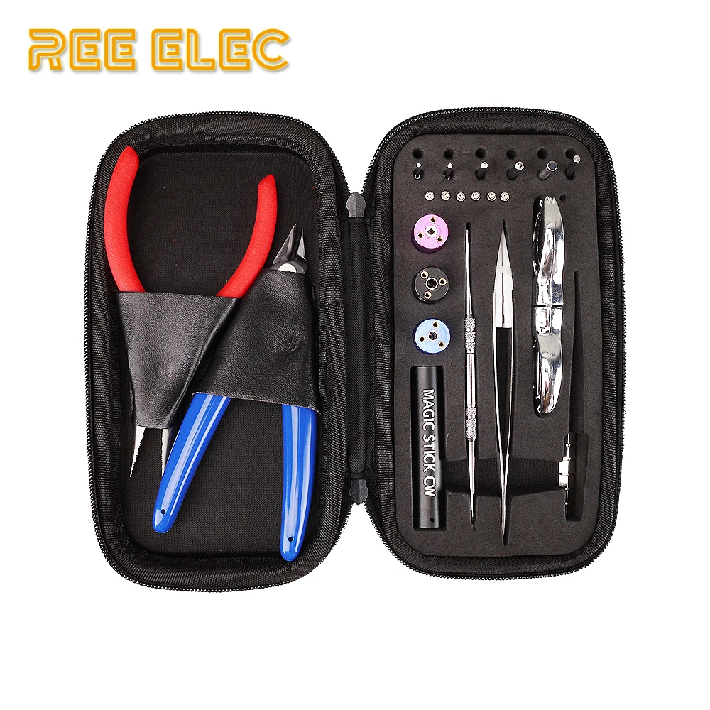 

REE ELEC RDA RTA Atomizer Coil Tools Kit Prebuilt Coil Vape Pen Electronic Cigarette Accessories Jig Piler Tool Set
