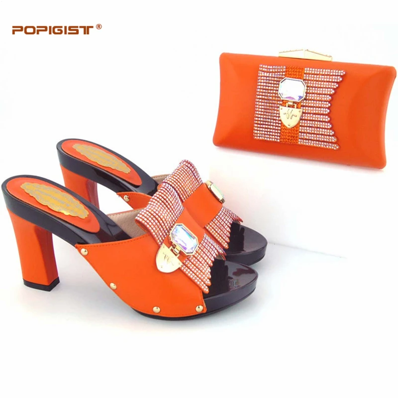 Global free DHL express  lady Orange evening Shoes  And Bag 