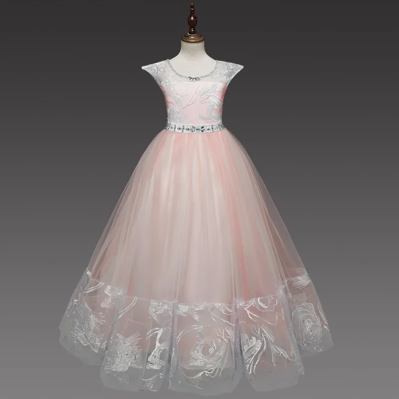 Teen Girls Dresses 2018 Tule Lace Children Wedding Princess Party Evening Clothing Formal Pageant Gown Bridesmaid Dress For Kids (2)