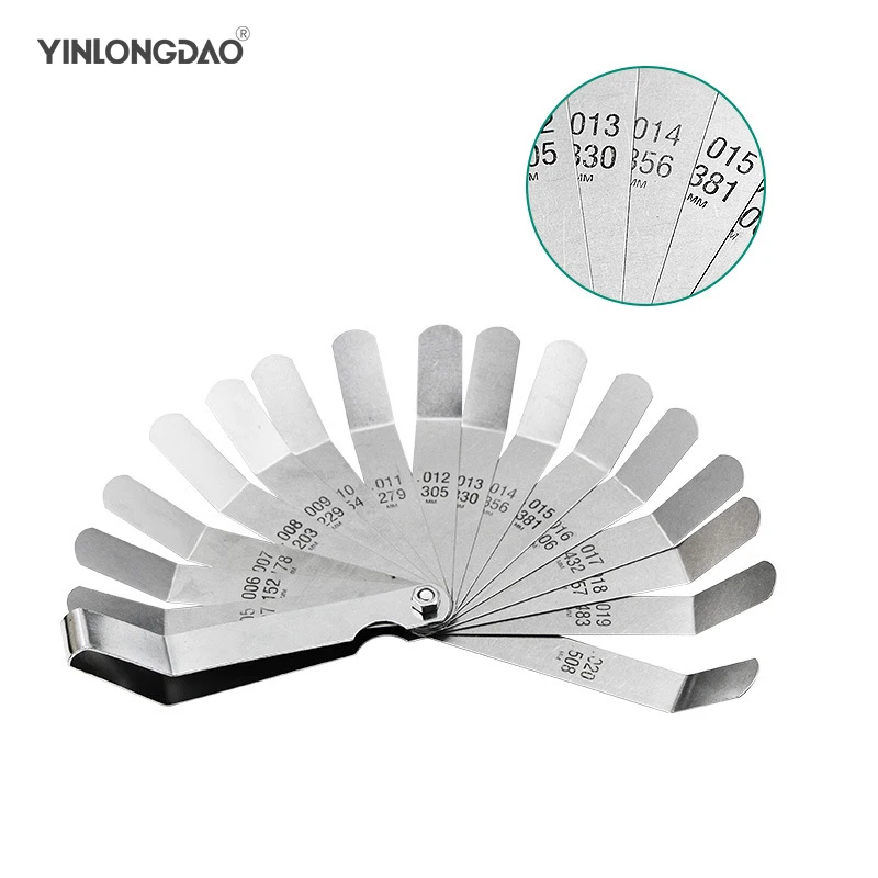 Feeler Gauge Metric 0 127 0 508mm 0 005 0 020 Inch Valve Offset Feeler Gauge High Strength 16 Blade Easy To Use Durable Tool Parts Aliexpress
