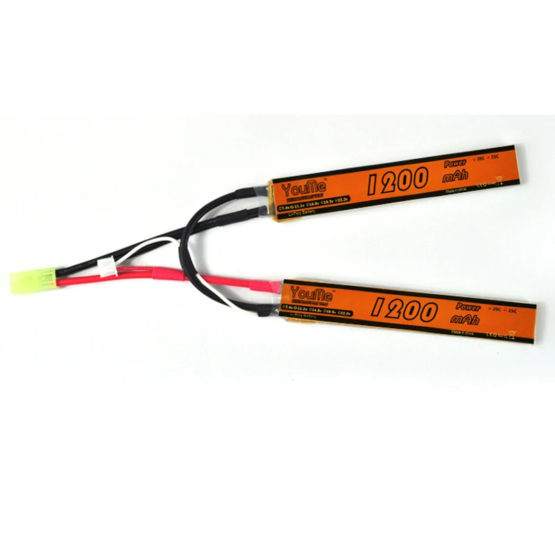 

Youme 7.4V 1200mAh 2S 25C Max 50C Lipo Battery for RC Airsoft BB Gun Model Helicopter Quadcopter
