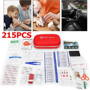 

215Pcs Red Mini Safe Camping Hiking Car First Aid Bag Kit Medical Emergency Kit Treatment Pack Outdoor Wilderness Survival