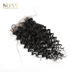 Bliss Волосы Бразильские глубокие волны кружева закрытия 4x4 натуральные волосы 100% закрытия три части закрытия-Remy с ребенком волос Бесплатная