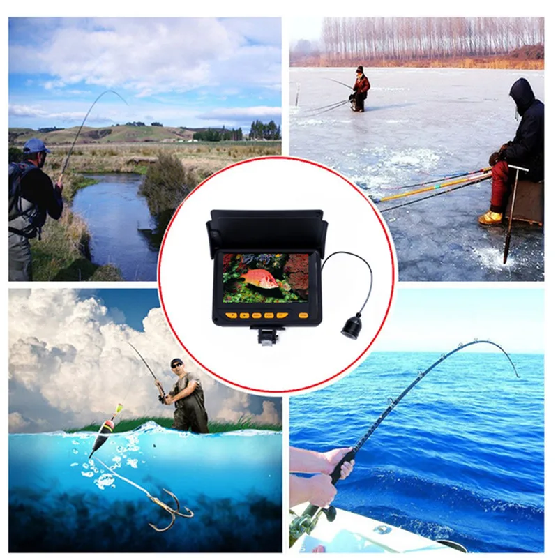Underwater Ice Fishing Camera Video, Fish Finder, Sunvisor Fishfinder, IR 150 Degrees Angle, 4.3 "LCD, 20m, 30m, 1000TVL