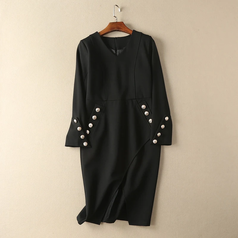 HIGH QUALITY New Fashion 2017 Designer Runway Dress Women's Long Sleeve ...