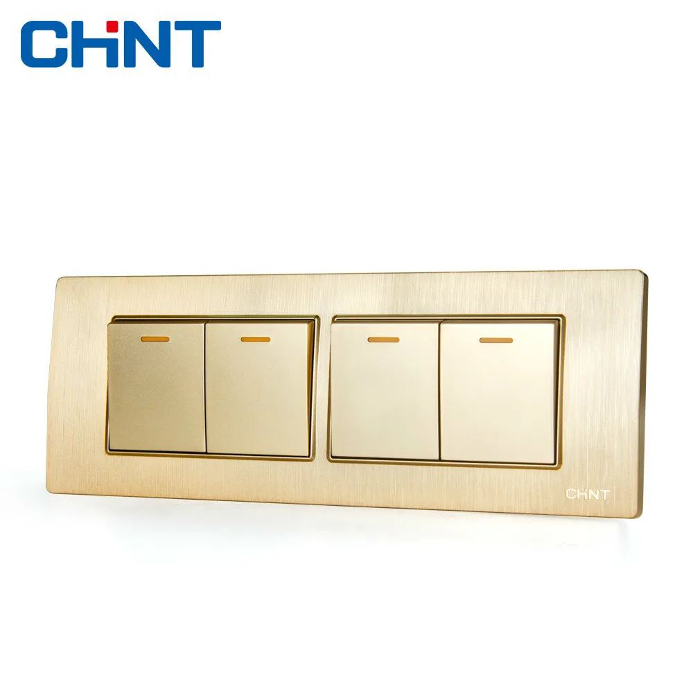 

CHINT Electric Wall Sconce Switch 118 Type Embedded Steel Frame Four Lian Four Position Four Gang Two Way Switch