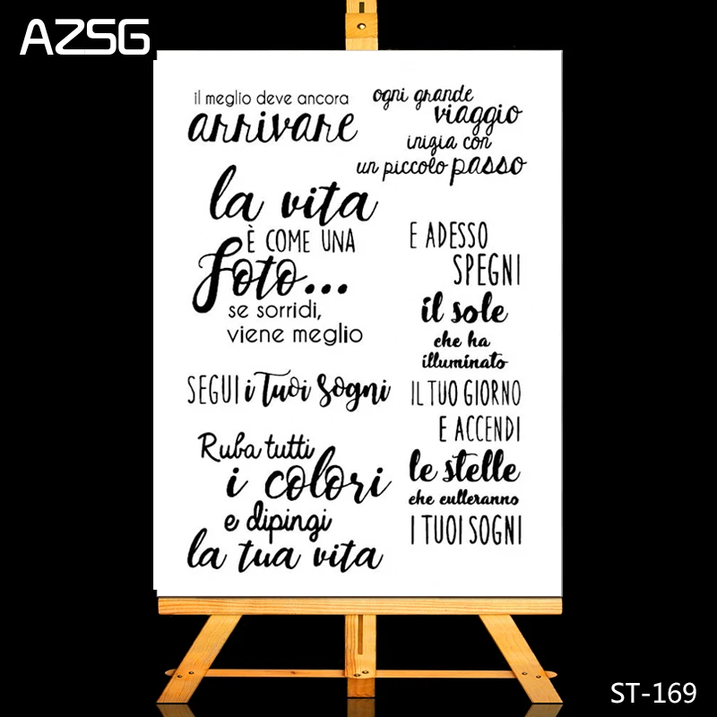 

AZSG Italian Letters Transparent Clear Stamps For DIY Scrapbooking Decorative Card making Craft Fun Decoration Supplies 11x16cm