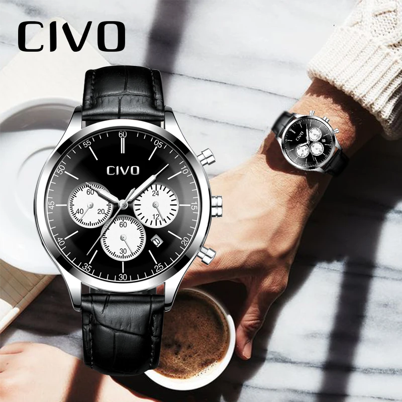Мужские наручные часы CIVO модные армейские с сетчатым ремешком водонепроницаемые