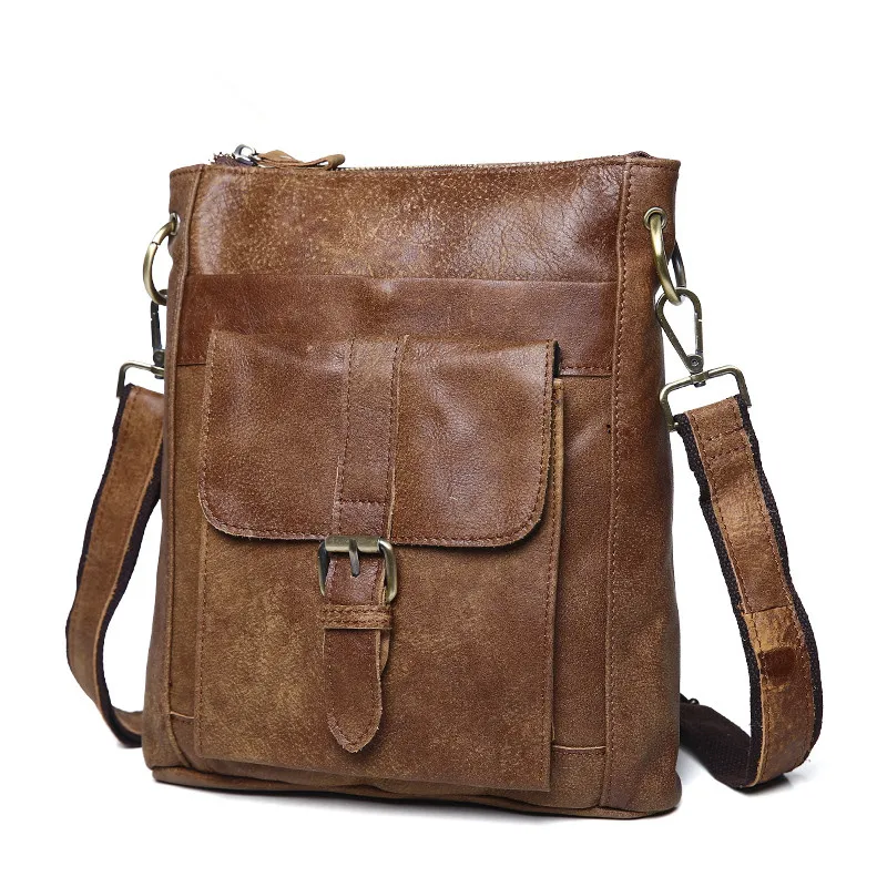 

Nesitu Vintage Real Skin Genuine Leather Small Men Messenger Bags #M8691