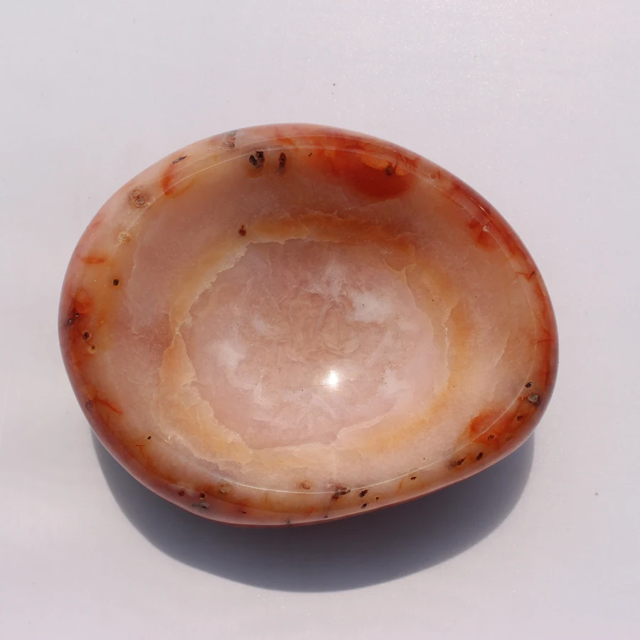 NEW LISTING 730g Natural Red Agate Crystal Ashtray Polished Madagascar Stone Samples Free shipping M1407 | Дом и сад