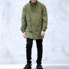 2017 new hot mens jackets and coats clothing clothes militaire fall Black green long army military jacket windbreaker Oversize