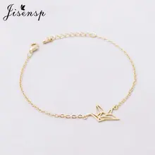 Jisensp модная цепь со звеньями животного Журавлик оригами браслет для женщин Pulseras Mujer Шарм Femme регулируемые браслеты друг подарок