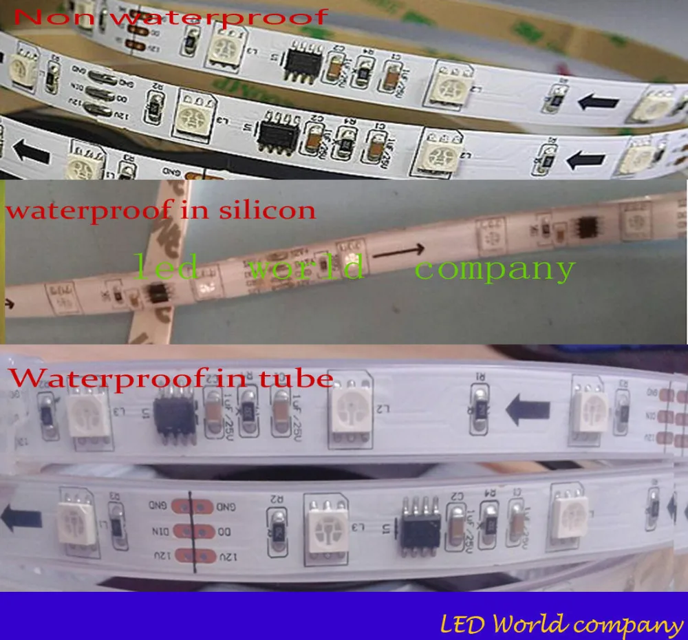 WS2811 Светодиодная лента 5 м 300/150 светодиодов IP30/65/67 ws2811 ic/meter60/30 светодиодов, DC12V белый печатных плат, 2811 светодиодные полосы Адресуемая цифровая