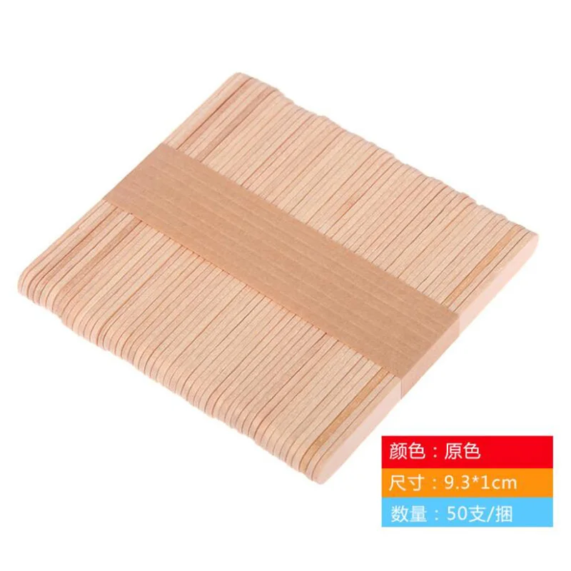 50Pcs/Lot DIY kids Handwork Art Crafts Toys Wooden Craft Ice Cream Sticks Pop Popsicle Sticks Natural Wood Cake Tools Ice Mold - Цвет: 9.3x1cm