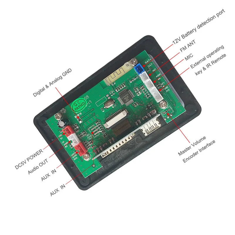 5V LCD Lyrics MP3 Decoder Board Bluetooth 4.2 Audio Receiver APE FLAC WMA WAV Decoding Support Recording Radio Display