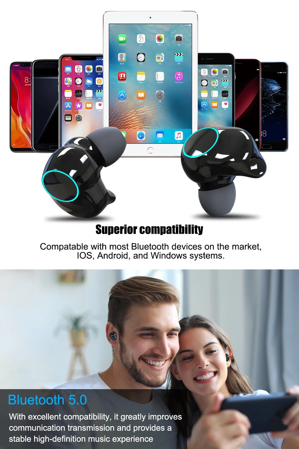 ONIKUMA T3 TWS True Wireless Headphones Bluetooth 5.0 Earphones Cordless Sports Earbuds Headsets Handsfree with Microphone (6)