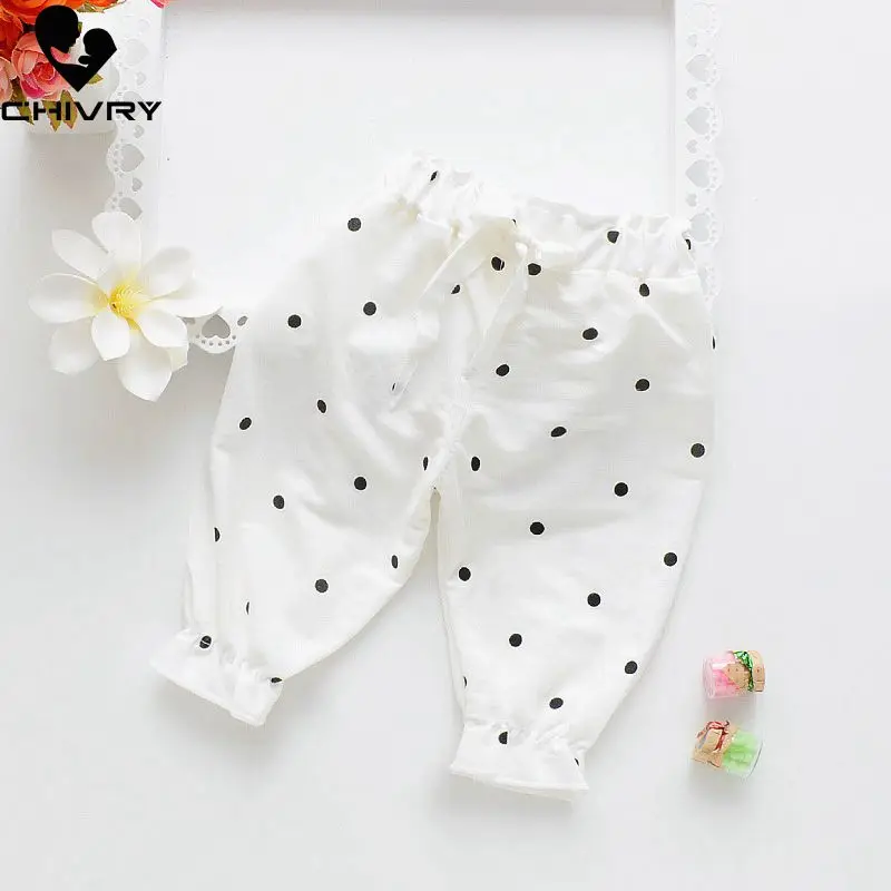 Chivry Baby Gilrs Summer Thin Plaid Dot Pants Toddler Infant Kids Boys Girls Anti-Mosquito Pants Cropped Trousers Child Clothing