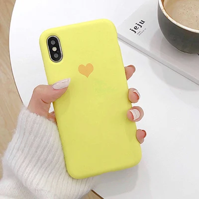 GlamPhone чехол сплошной цвет Macarons Love Heart чехол для телефона для iPhone 6 7 8 Plus X XR XS Max мягкий чехол на заднюю панель телефона чехол s - Цвет: yellow