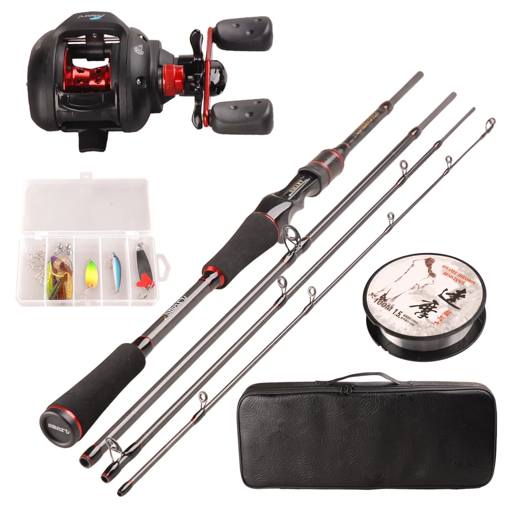 TAF Casting Fishing Rod Combo 1.98m Rod Baitcasting Reel 100m Nylon Line Lure Fishing Box Spoon Bait Hook Pin Fishing Set Pesca