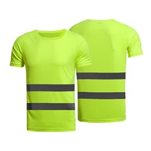 Флуоресцентный жилет желтый оранжевый высокая видимость защитная Рабочая Рубашка летняя дышащая Рабочая Футболка отражающая Футболка мужская и женская