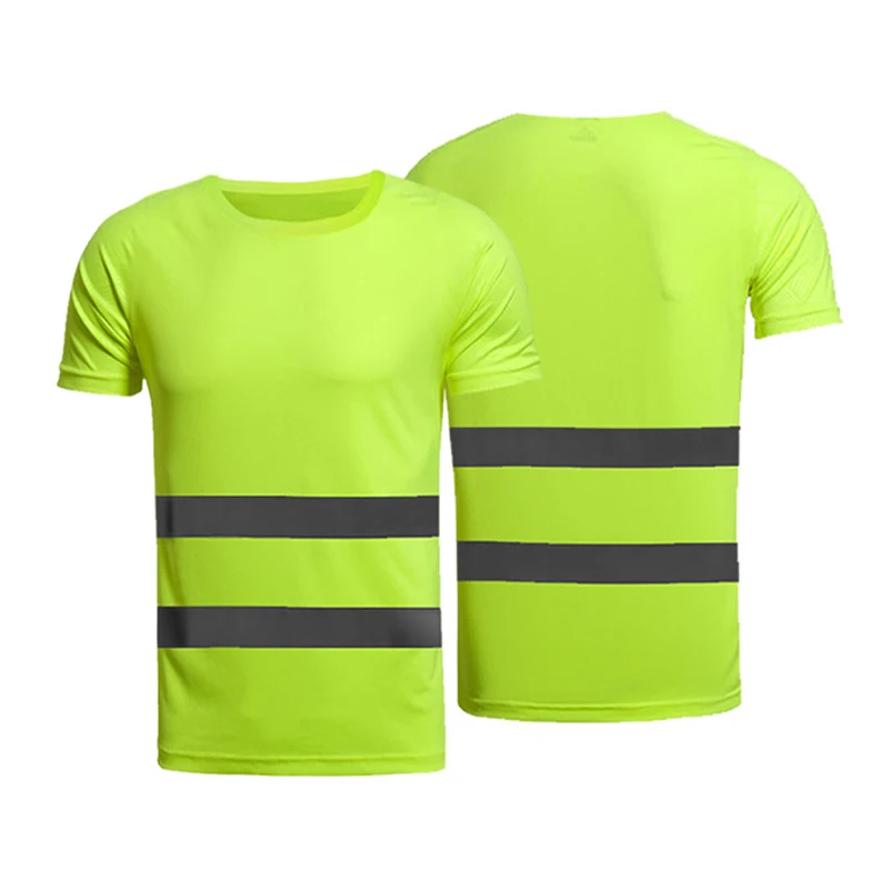 Prix Fluorescent jaune orange haute visibilité sécurité travail chemise d été respirant t shirt de travail réfléchissant t shirt hommes femmes