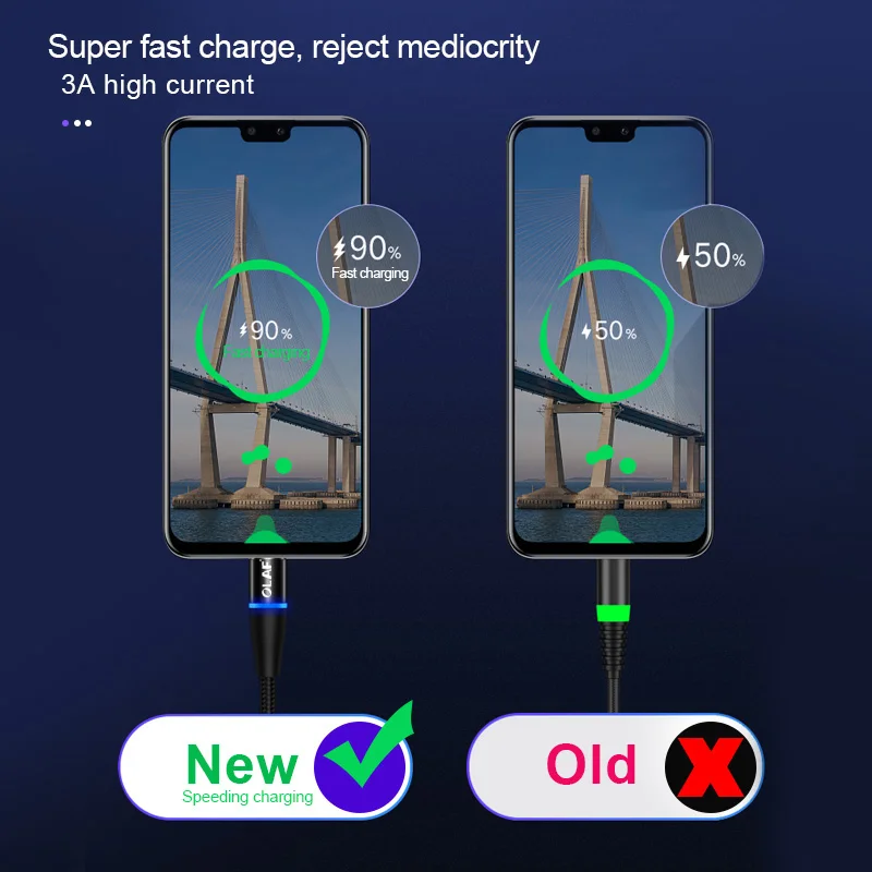 Магнитный usb кабель OLAF 3A Micro USB Type C для iPhone XR Samsung S9 Huawei Xiaomi быстрой зарядки 3 0|Кабели