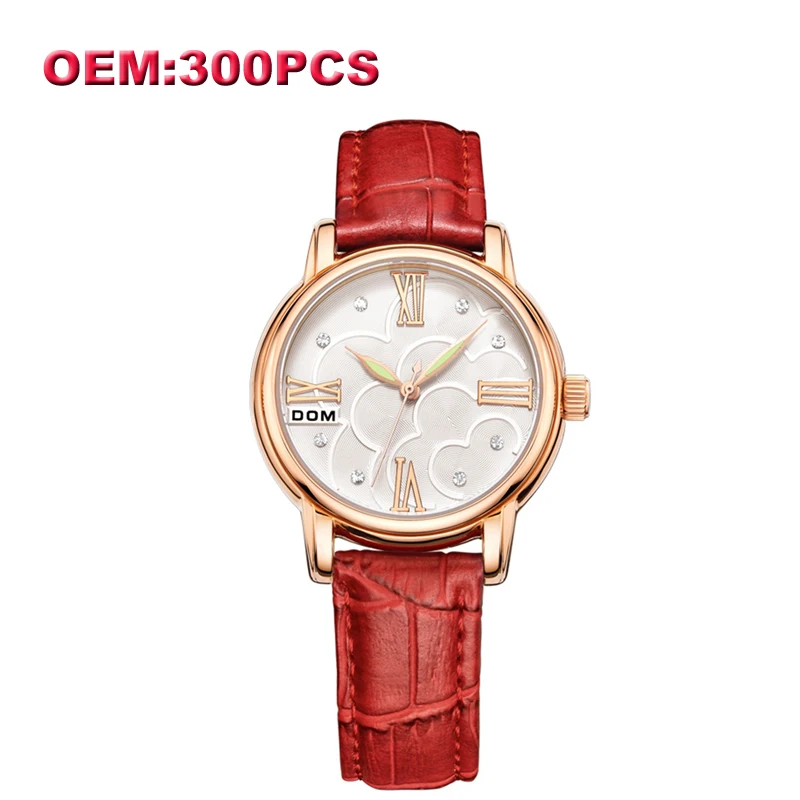 DOM Индивидуальные Ваш наручные часы собственной марки уникальные кожаные повседневные кварцевые для женщин часы Высокое качество
