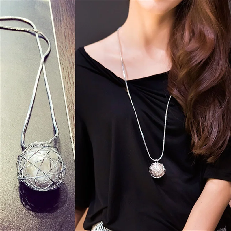 

Fashion Simulated Pearl Choker Necklaces for Women Silver Color Chain Long Necklace Pendant Jewelry Accessories Gifts for Femme