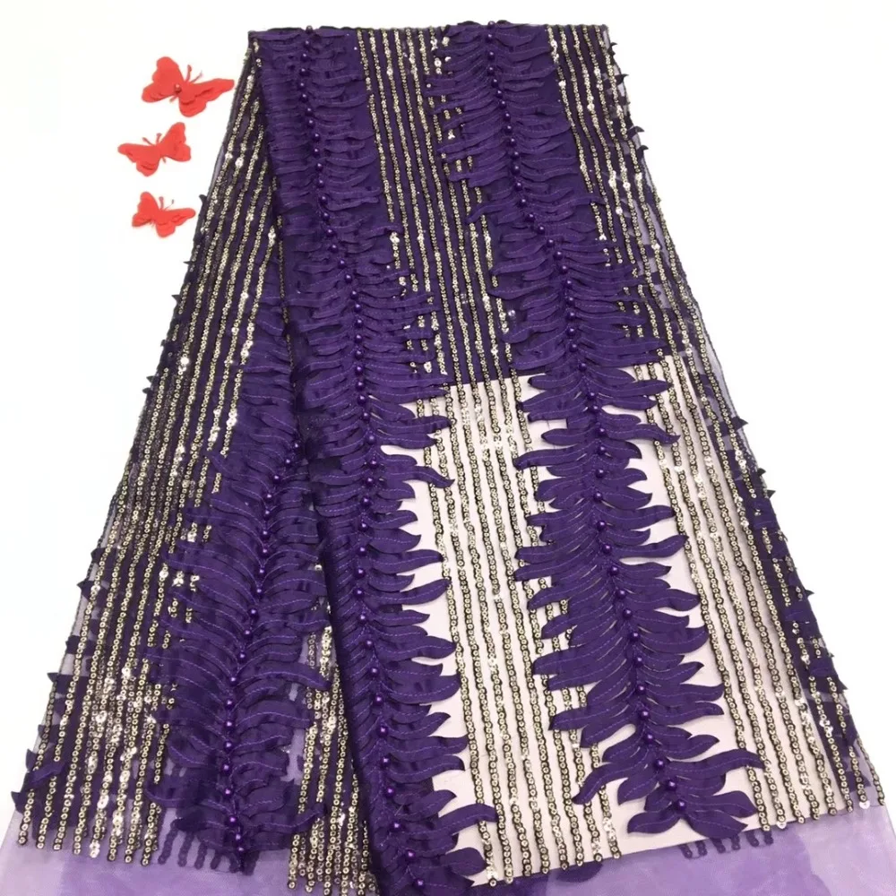 

beaded french lace fabric nice look african net tulle lace fabric 5yards appliqued french lace for dress jiano273