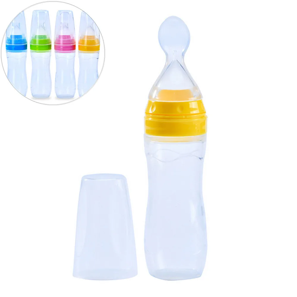 Toddler Newborn Safe Silicone Extrusion Type Baby Infant Feeding Rice Paste Feeding Spoon Plus