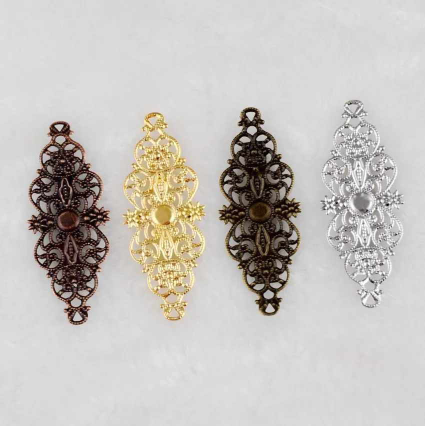 -40Pcs Mixed Colour Filigree Wraps Connectors Metal Crafts Decoration DIY Findings DIY Connectors 6.1x2.4cm D3047