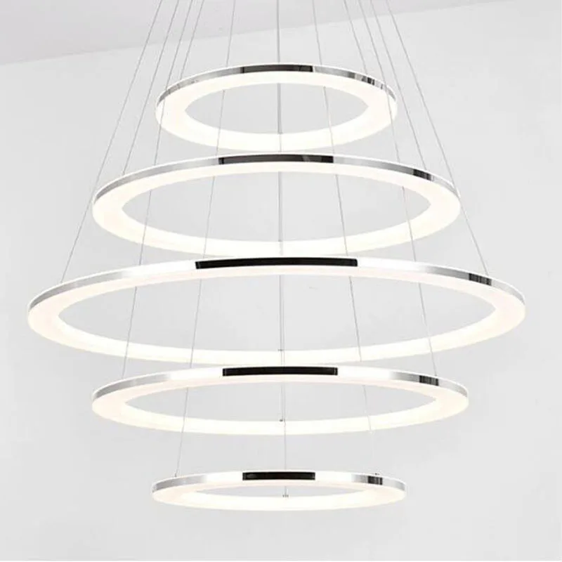 

Modern LED Acrylic Ring Chandelier Remote Control Dimmable Chandelier Kitchen Living Room Study Fashion Designer Hanging Lamp