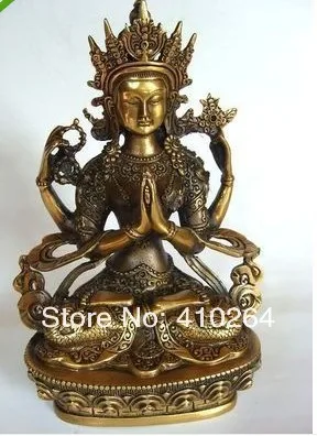 

0116P [old craft ] Fast Shipping NEPAL TIBETAN STATUE CHENREZI BRONZE BUDDHA (A0314)