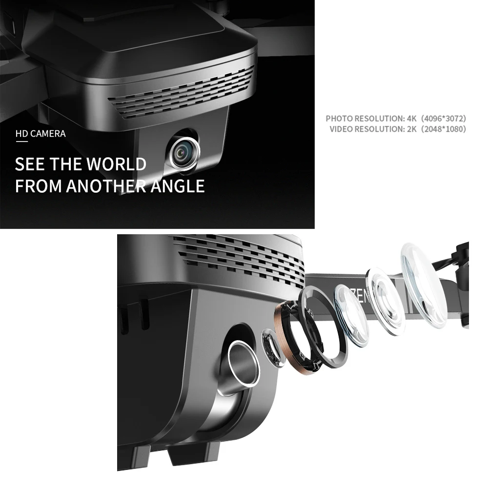  Visuo ZEN K1 GPS RC Drone with 50 Times Zoom 4K Wide-Angle HD Dual Camera Wifi FPV Brushless Motor 