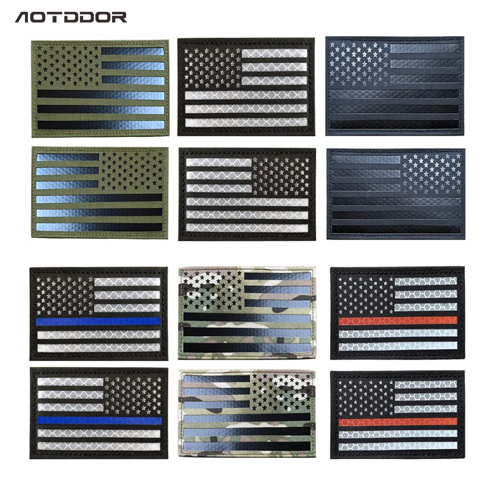 

American Flag IR Patches Reflective United States USA US Flags Military PVC Tactical Morale Patch Rubber Stripes Biker Badges